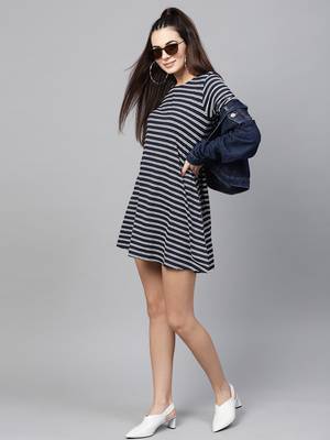blue White Stripe Tent Dress 6