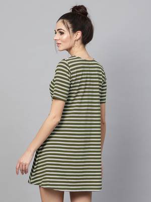 green White Stripe Tent Dress 3