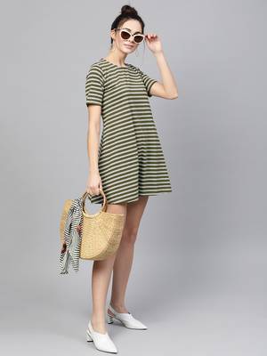 green White Stripe Tent Dress 6