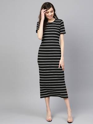 Black White Stripe Maxi 1