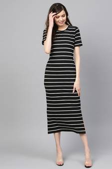 Black White Stripe Maxi
