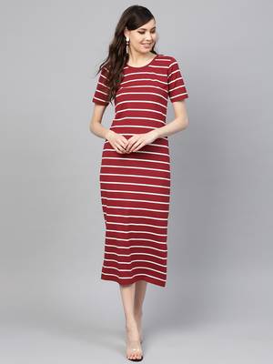 Maroon White Stripe Maxi 1