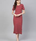 Maroon White Stripe Maxi