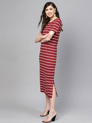 Maroon White Stripe Maxi 2