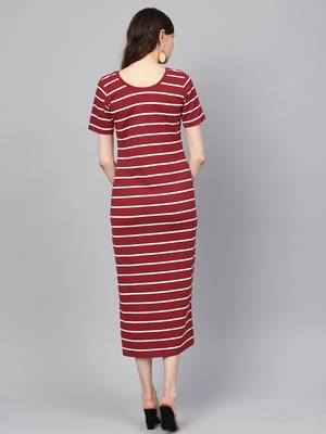 Maroon White Stripe Maxi 3