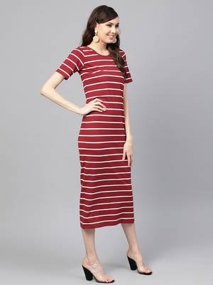 Maroon White Stripe Maxi 4