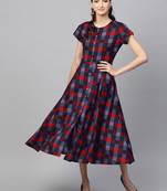 multicolorCheck Front Open Flared Midi