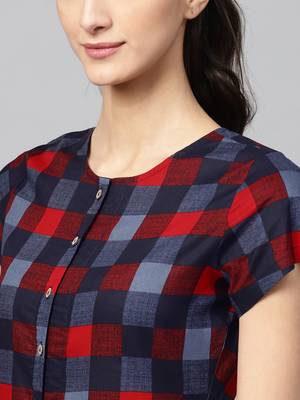 multicolorCheck Front Open Flared Midi 5