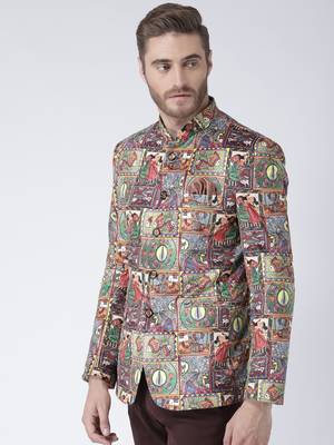 Multicolor Printed Polyester Stitched Men Blazers 3