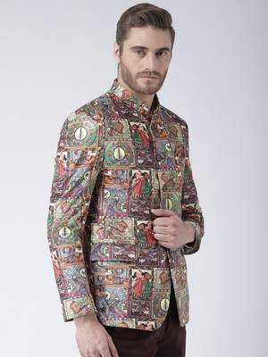 Multicolor Printed Polyester Stitched Men Blazers 4