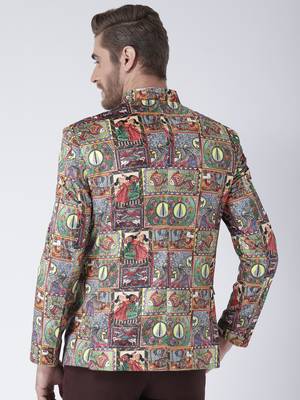 Multicolor Printed Polyester Stitched Men Blazers 5