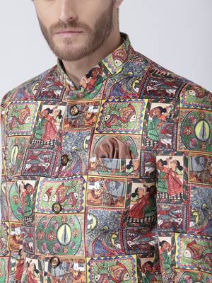 Multicolor Printed Polyester Stitched Men Blazers 6
