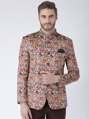 Multicolor Printed Polyester Stitched Men Blazers 1