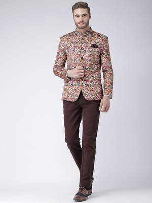 Multicolor Printed Polyester Stitched Men Blazers 2