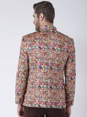 Multicolor Printed Polyester Stitched Men Blazers 5