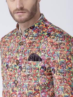 Multicolor Printed Polyester Stitched Men Blazers 6