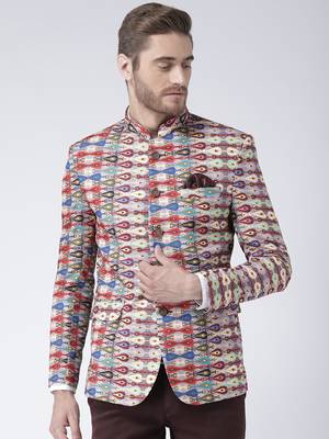 Multicolor Printed Polyester Stitched Men Blazers 1