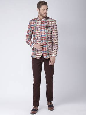 Multicolor Printed Polyester Stitched Men Blazers 2