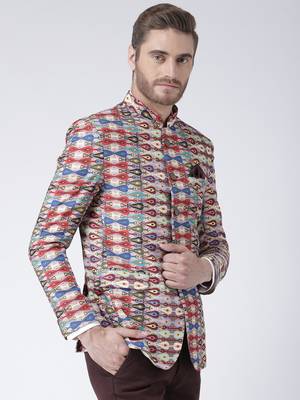 Multicolor Printed Polyester Stitched Men Blazers 3