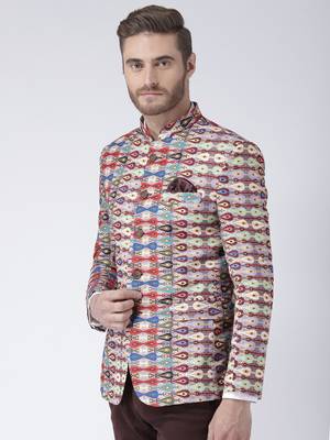Multicolor Printed Polyester Stitched Men Blazers 4