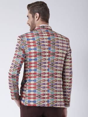 Multicolor Printed Polyester Stitched Men Blazers 5