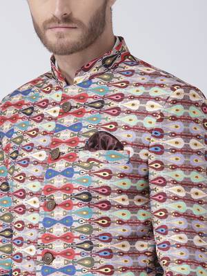 Multicolor Printed Polyester Stitched Men Blazers 6