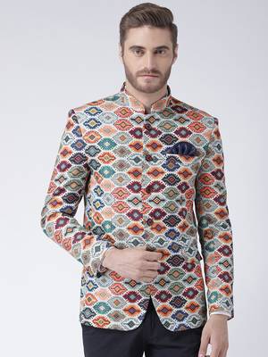 Multicolor Printed Polyester Stitched Men Blazers 1