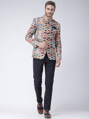 Multicolor Printed Polyester Stitched Men Blazers 2