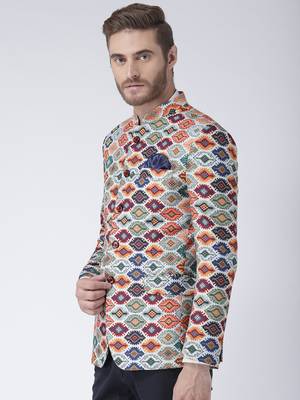 Multicolor Printed Polyester Stitched Men Blazers 3