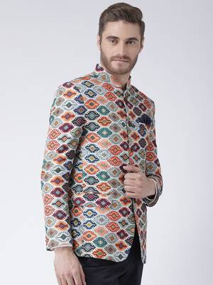 Multicolor Printed Polyester Stitched Men Blazers 4