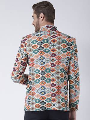 Multicolor Printed Polyester Stitched Men Blazers 5