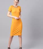 Mustard Short Rib-Trim Athleisure Dress