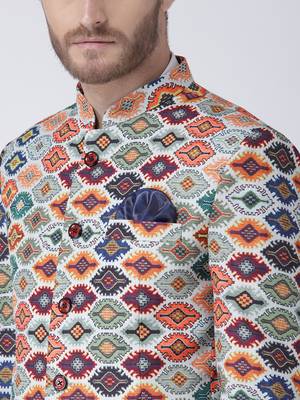 Multicolor Printed Polyester Stitched Men Blazers 6