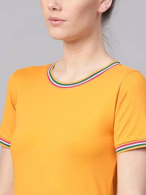 Mustard Short Rib-Trim Athleisure Dress 5