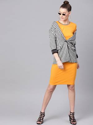 Mustard Short Rib-Trim Athleisure Dress 6