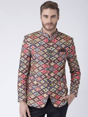 Multicolor Printed Polyester Stitched Men Blazers 1