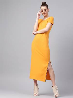 Mustard Side Slit Athleisure Maxi 1
