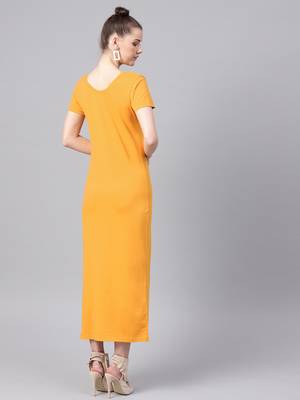 Mustard Side Slit Athleisure Maxi 3
