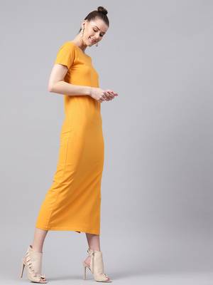 Mustard Side Slit Athleisure Maxi 4