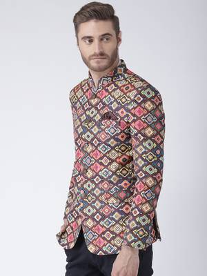 Multicolor Printed Polyester Stitched Men Blazers 3