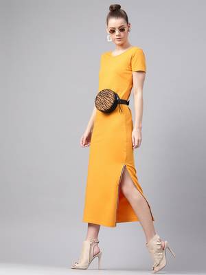 Mustard Side Slit Athleisure Maxi 6
