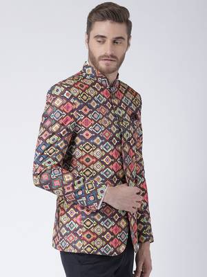 Multicolor Printed Polyester Stitched Men Blazers 4