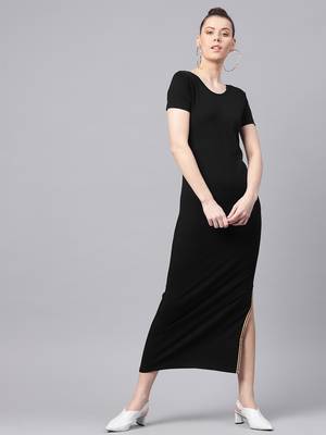 Black Side Slit Athleisure Maxi 1