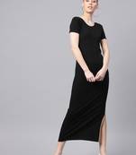 Black Side Slit Athleisure Maxi