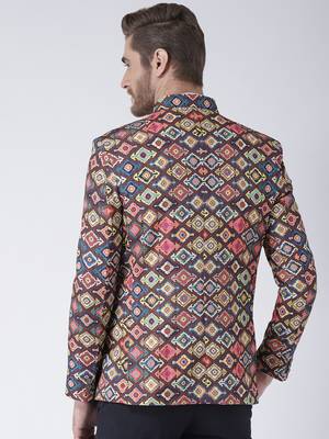 Multicolor Printed Polyester Stitched Men Blazers 5