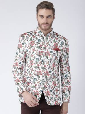 Multicolor Printed Polyester Stitched Men Blazers 1