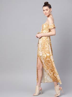 Mustard & White Tube Maxi with Sleeves 2