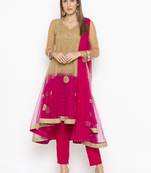 Beige Embroidered Faux Net Salwar