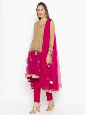 Beige Embroidered Faux Net Salwar 2