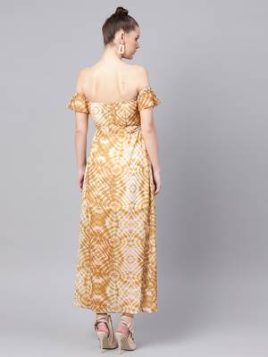 Mustard & White Tube Maxi with Sleeves 3